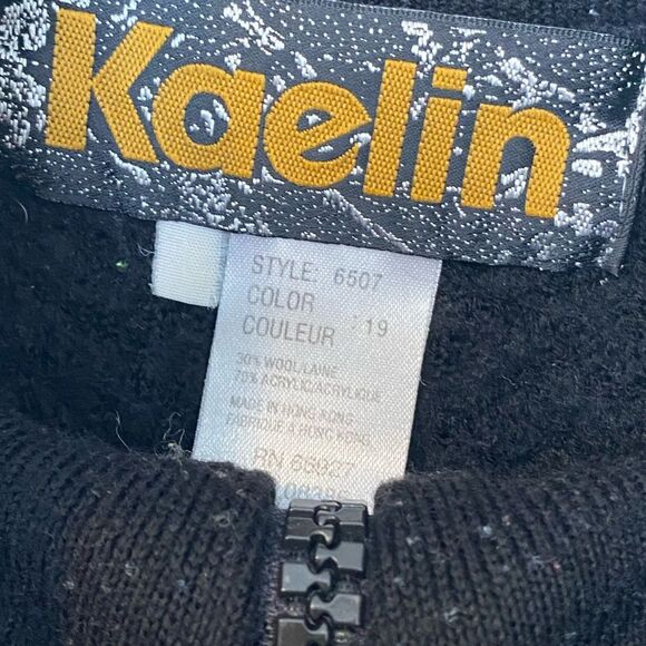 Kaelin Vintage Size Large Skiwear Black Drop Shoulder Sweater 1/4 Zip 80s 90s - Picture 6 of 9